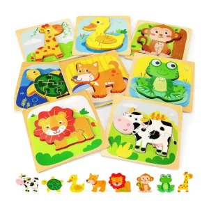 MiloMinds – Houten Chunky Puzzelset – Montessori Leer Speelgoed