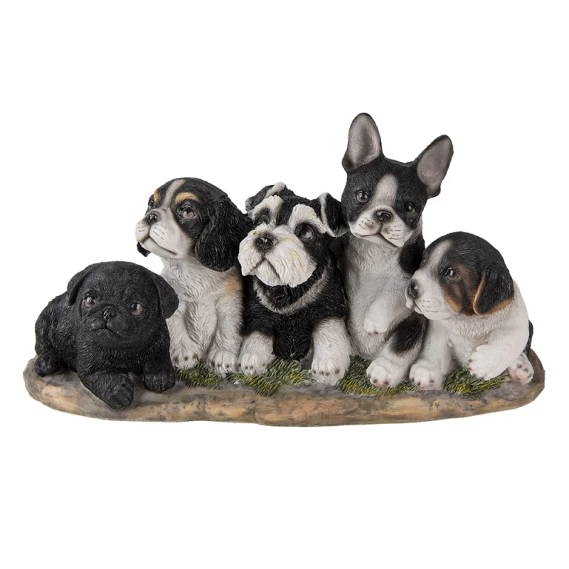🐶 Puppy Beeld – 5 Schattige Honden – 33x12x17 cm