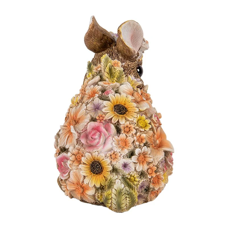 Konijn Beeld Decoratie met Bloemen Multicolor β 18 cm - Afbeelding 5