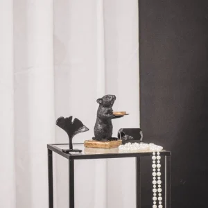 Muis Kandelaar Zwart & Goud – Luxe Dierensculptuur