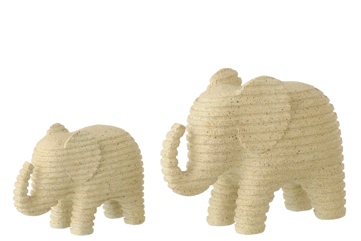 Gestreept Olifant Beeld – Beige – Klein / Groot