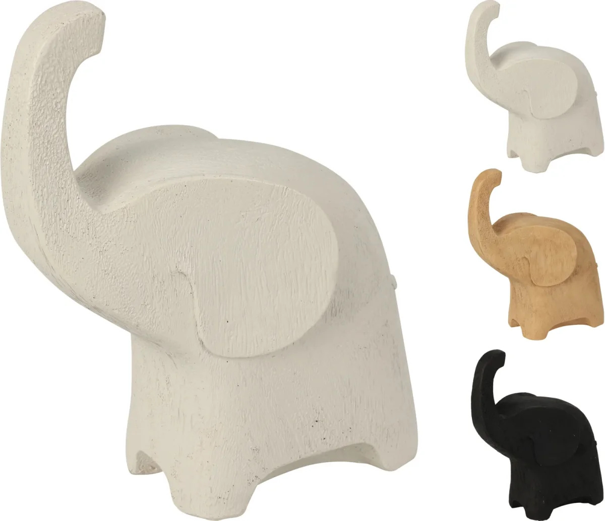 Olifant Beeld 19 cm – Crème, Naturel (Houtkleur) of Zwart - Afbeelding 2