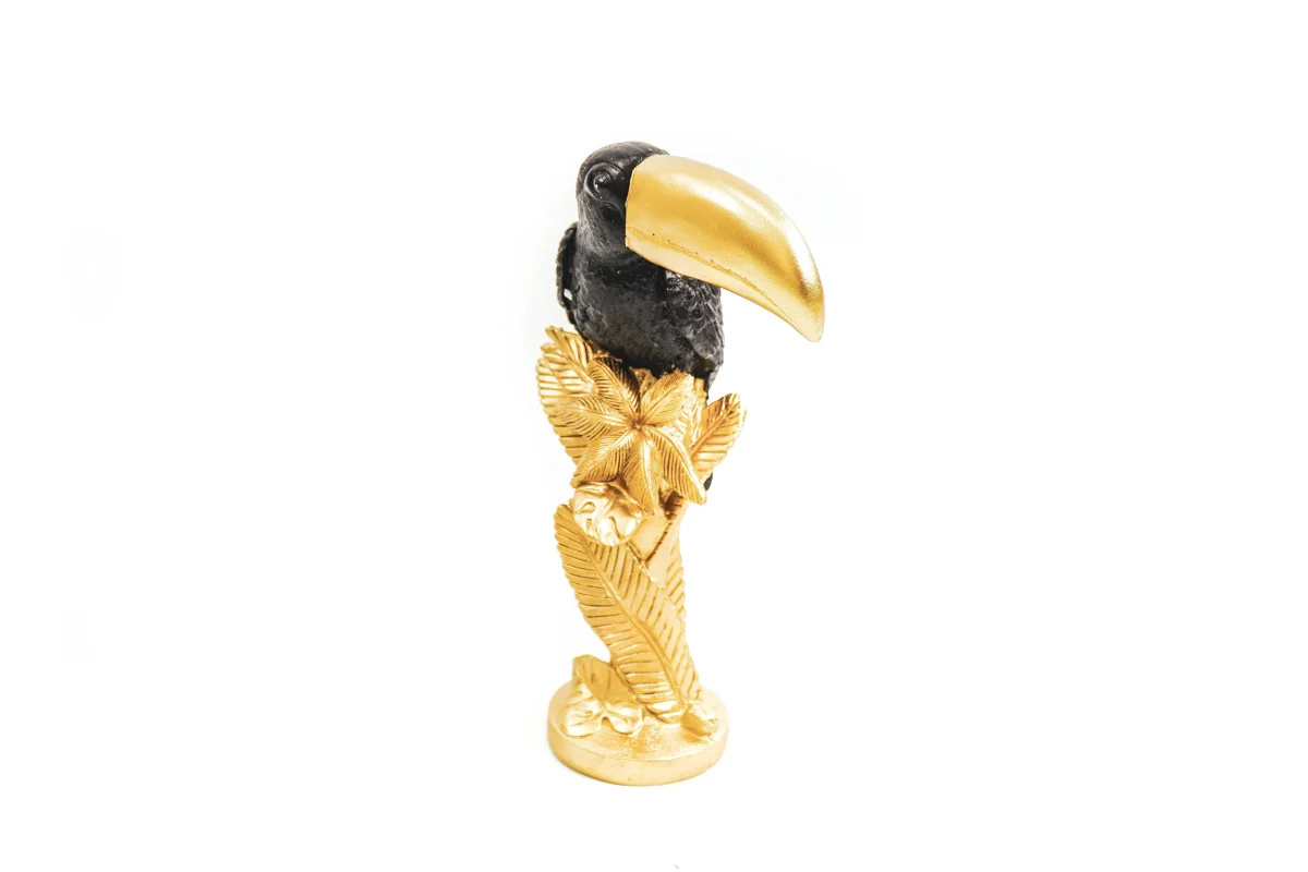 Zwart-Goud Toekan Beeld β 30 cm - Afbeelding 4
