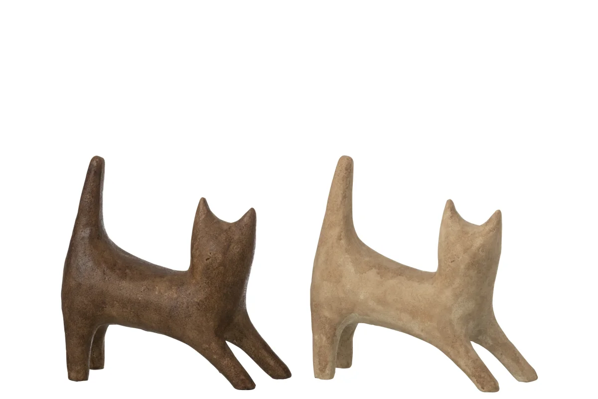 Abstract Kat Beeld – Minimalistisch Design – Beige/Bruin – 18 cm