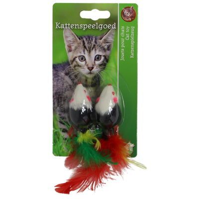 Bontmuis met Veren Zwart Wit – 2 Stuks