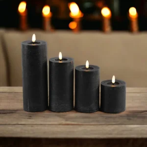 Zwarte LED Stompkaarsen – Luxe Wax Kaarsen Ø 7,5 cm in 4 formaten