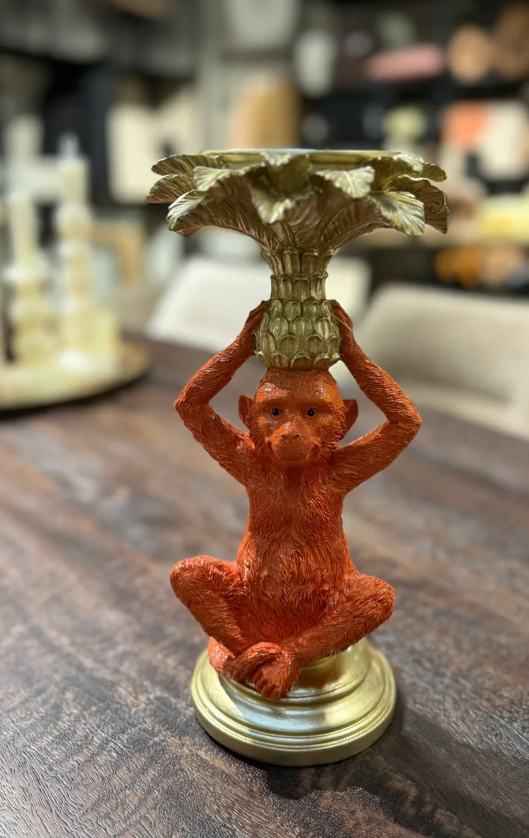 Oranje Aap Kandelaar – Dierenthema Kaarsenhouder