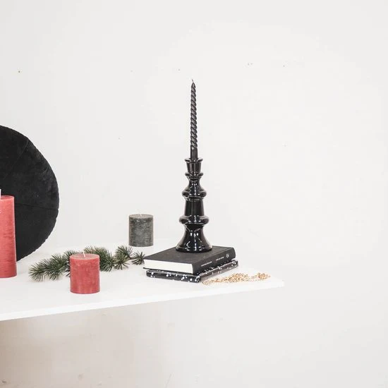 Zwarte kandelaar schaakstuk in 2 formaten