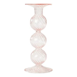 Swirl No. 1 Kandelaar – Mondgeblazen Glas – Roze – 21 cm