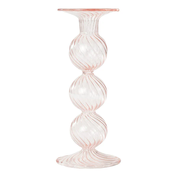 Swirl No. 1 Kandelaar – Mondgeblazen Glas – Roze – 21 cm