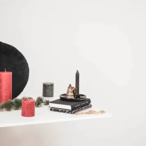 Kandelaar Schaaltje Kerstboom & Huisje – Zwart & Goud