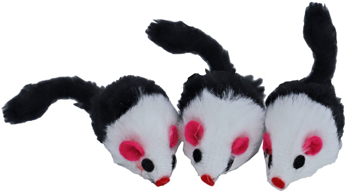 Muis met Bont Kattenspeelgoed – 3 Stuks