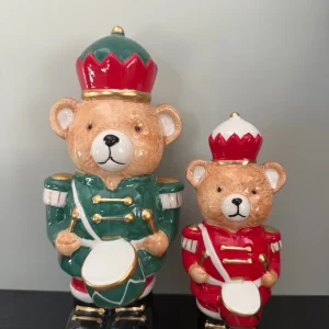 Notenkraker Beertjes met Trommel – Kerstdecoratie van Dolomiet | 16 & 22 cm