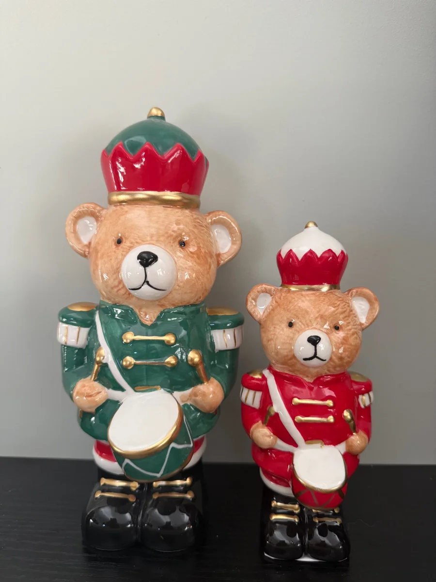 Notenkraker Beertjes met Trommel – Kerstdecoratie van Dolomiet | 16 & 22 cm