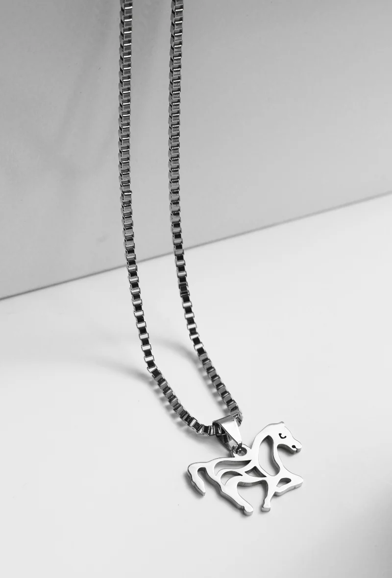 Zilverkleurige Ketting met Paard Hanger – Unisex