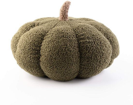 Teddy Pompoen Groen – Stoffen Herfstdecoratie Ø30 cm