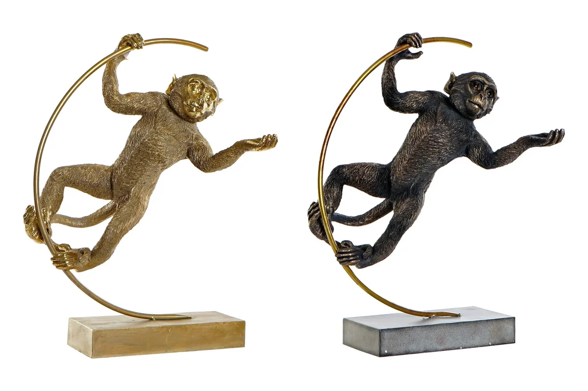 Aap in Ring Sculptuur 48 cm – Goud of Zwart-Goud
