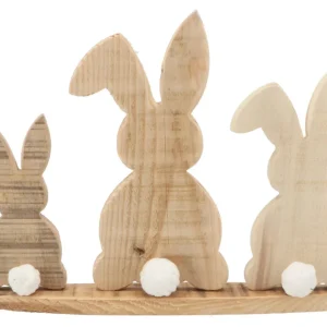 Beeld Drie Konijnen op een Rij – Houten Decoratie