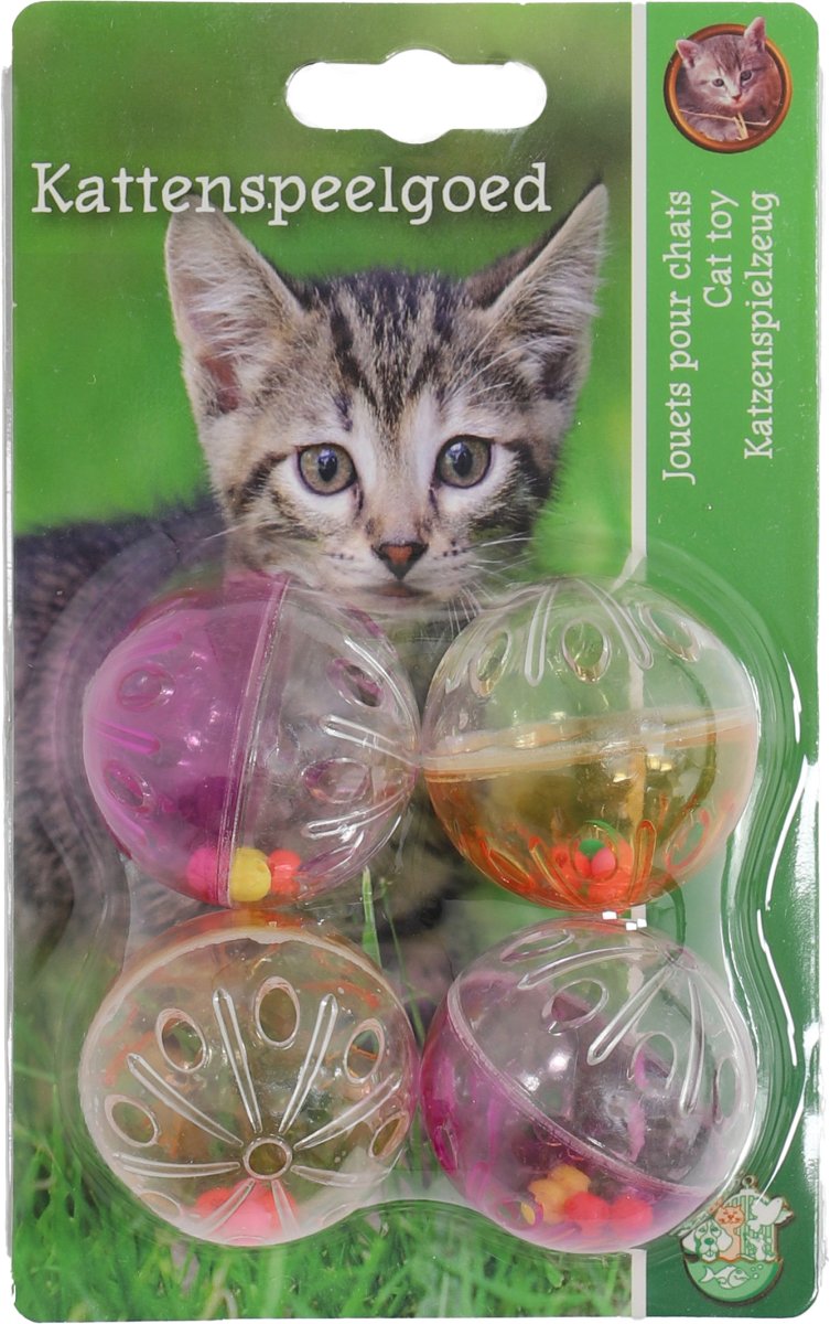 Rammelbal met Kralen 4cm – 4 Stuks