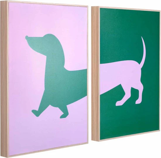 Teckel Wanddecoratie Set â Paars & Groen - Afbeelding 3