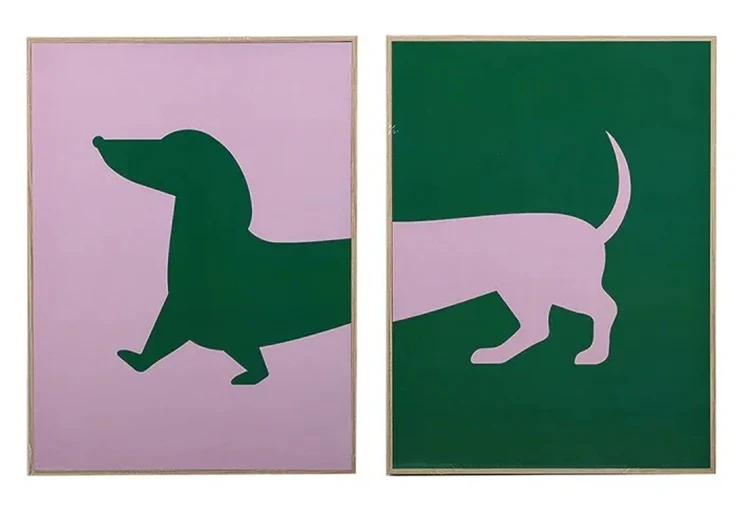 Teckel Wanddecoratie Set â Paars & Groen