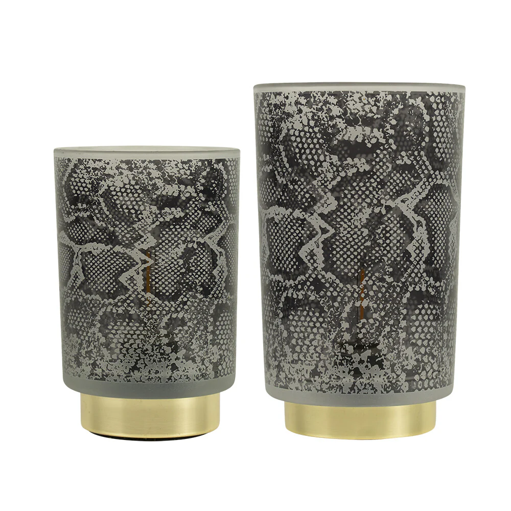 Tafellamp Slangenprint Grijs Goud | 2 formaten