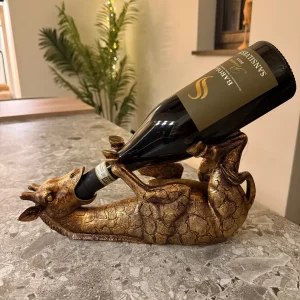 🦒 Wijnfleshouder Giraffe – Goud – 33x33x16 cm